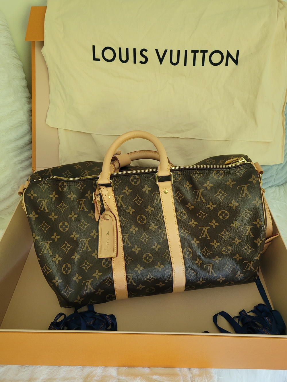 Louis Vuitton Beige & Brown Monogram Keepall 45 Travel Bag - Picture 3 of 9